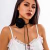 Exaggerated Romantic Big Rose Flower Clavicle Chain Necklace Women Kpop Adjustable Bowknot Rope Choker Jewelry Y2K Accessories