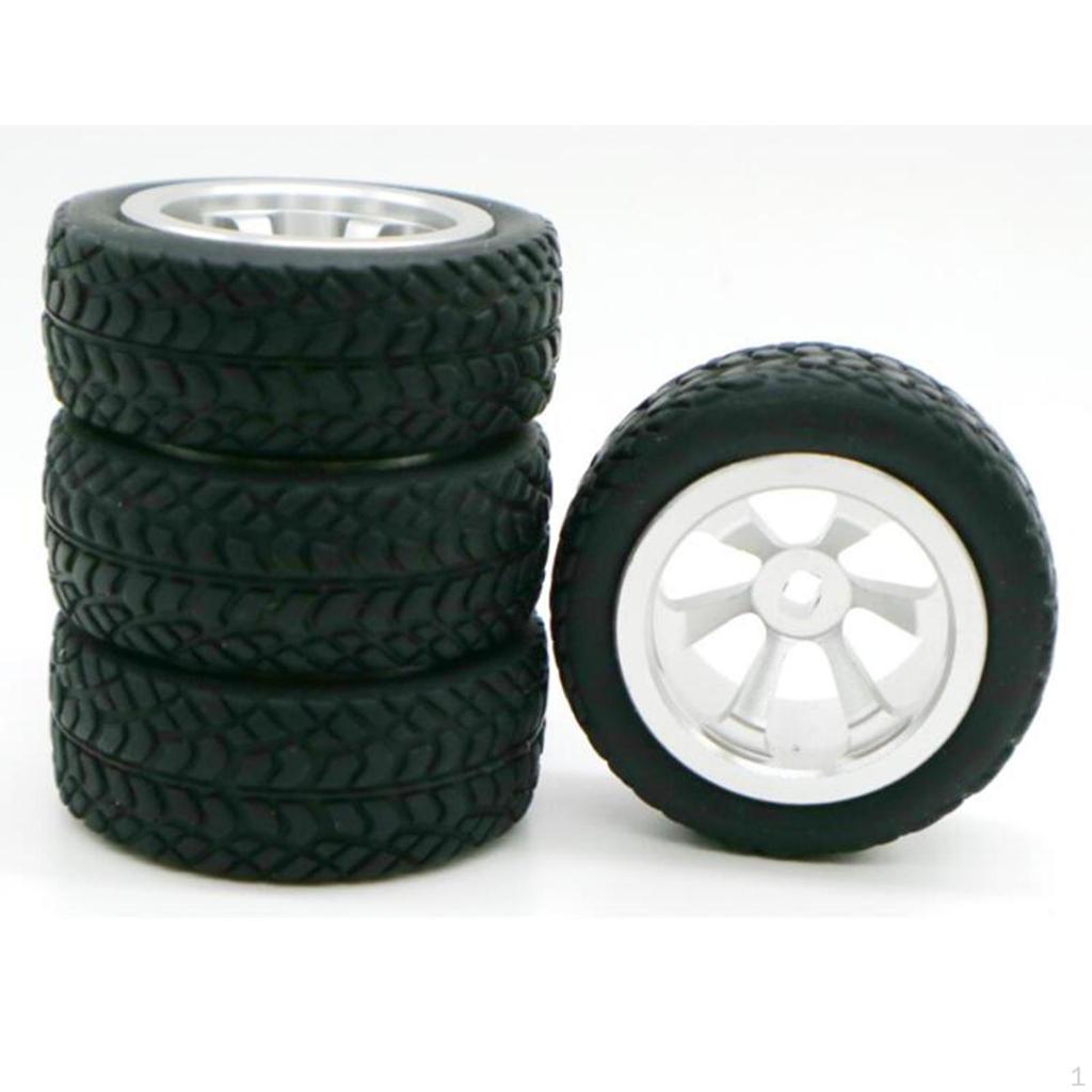 4 Pieces RC Car Rubber Tires&Wheel Rims 30mm for K969 K979 K989 P929 P939 284131 1:28 Scale Parts