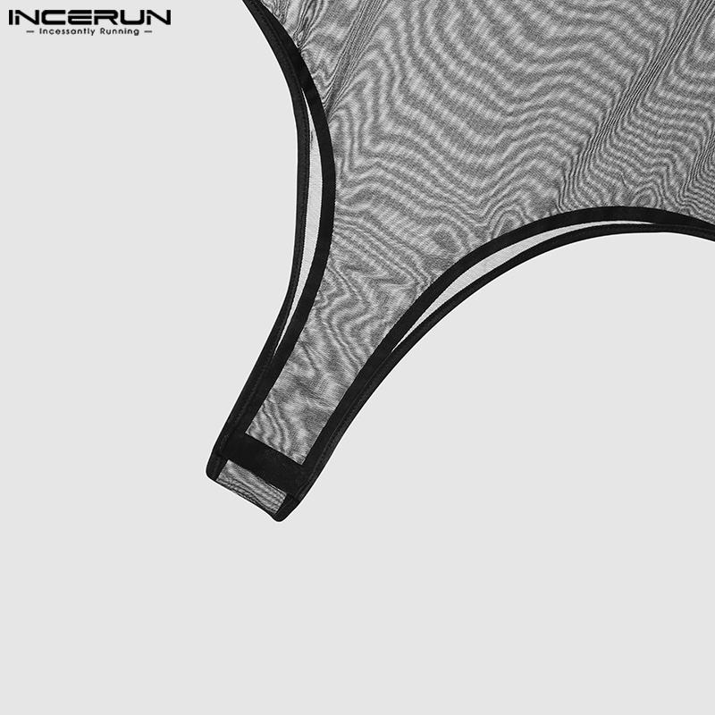 INCERUN Muži prohlédnou Slim Tops Mesh bodysuits