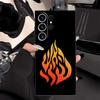 Flame Pattern Black Soft Phone Cover Case for Samsung Galaxy S25 Edge S23 Ultra S21 FE S24 Plus S20