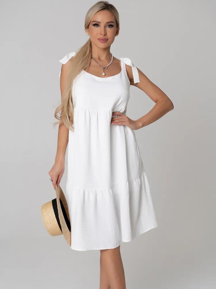 

Женское многоярусное платье без рукавов с бретелями-бантами – Летнее повседневное платье сине-зеленого цвета S белый