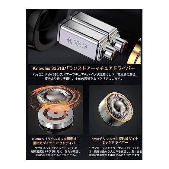 TRN TA4 Earmoni Hi-Res Earphone Knowles 2BA+2DD Beryllium Coated Diaphragm Monitor Earphone 3.5/4.4mm Interchangeable Plug QDC Detachable Cable Ear