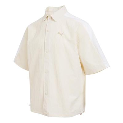 T7 Prime Retro Woven Color Block Drop Shoulder Short Sleeve Shirt Men Shirts 634784-87