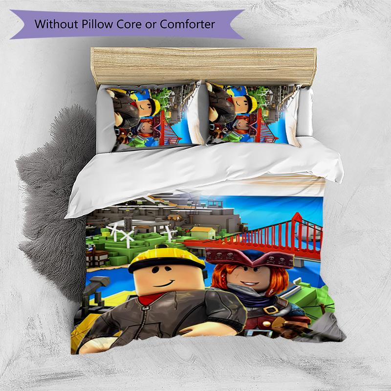 roblox game Printed 3PCS Bedding Set Soft Breathable Duvet Cover Pillowcases Set Washable Bedroom Decor Home Gift