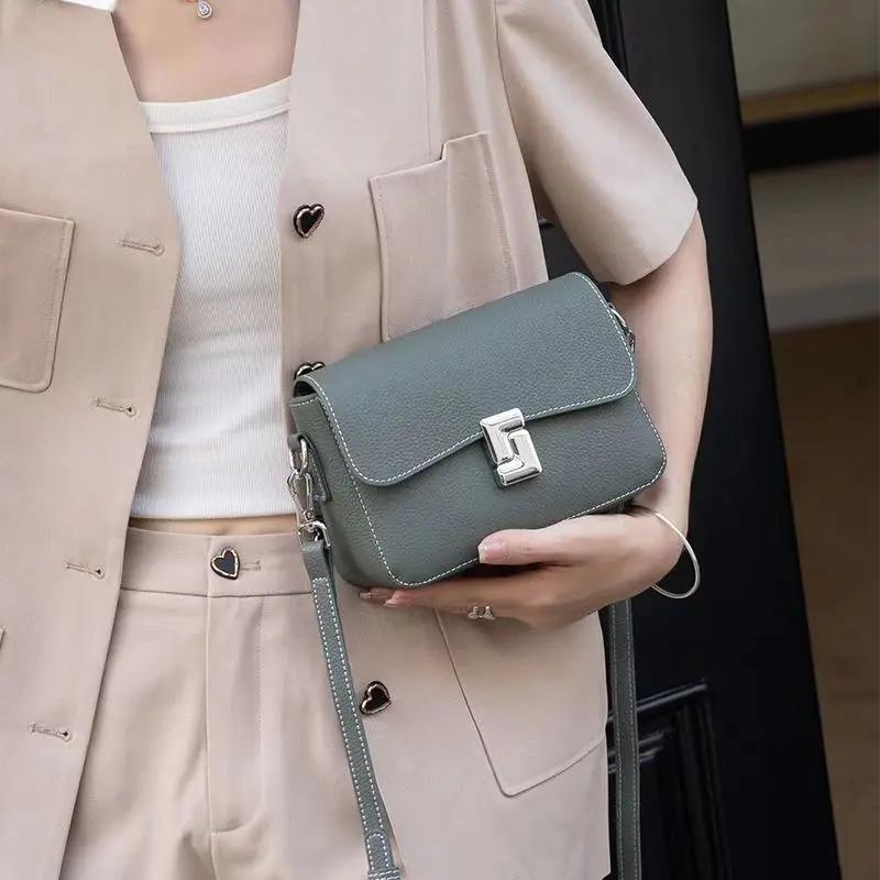 

Квадратная сумка через плечо из натуральной кожи для женщин, маленькие сумки через плечо, дизайнерские сумки с клапаном, женские кожаные трендовые сумки