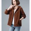 Cord Kurzmantel Damen Frühling Herbst Locker Kapuzenjacke Mode Freizeitmantel