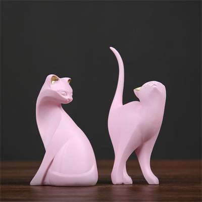 Künstlerische Katzenstatue Handgefertigte Harzskulptur für den Schreibtisch, verleiht Lebendigkeit, fröhliche Katzenfigur