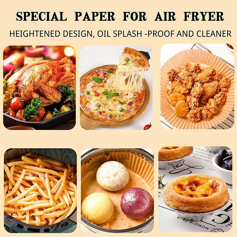 100PCS Non-stick Disposable Air Fryer Liners, Baking Paper for Air Fryer Oil-proof, Water-proof, Food Grade Parchment for Baking Roasting Microwave
