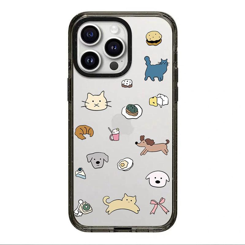 Cartoon Small Animals Are Suitable for Apple 15 16promax Mobile Phone Case 11 Anti-drop 14pro Hard Case Black Frame 17pro.