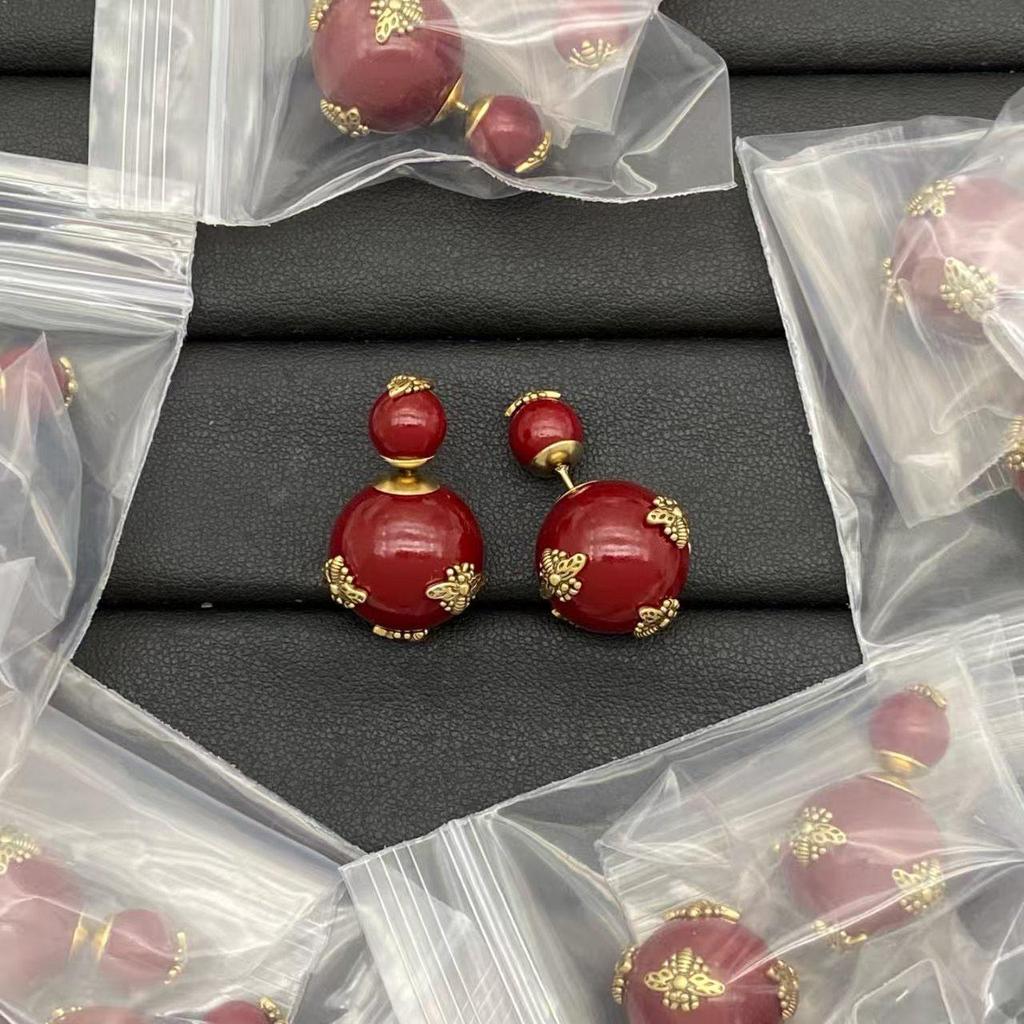 D Family Rhinestone Earrings: Classic Design with Pearls, Silver Needles, and a Touch of Luxury