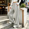 Herbst Winter Freizeit Hose Damen Weite Hosen für den Winter, Kordelzug Elastische Taille Samtgefütterte Hose, Einfarbige Lockere Passform Gerade Beine