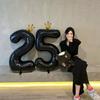 40” Black Crown Birthday Number Balloons - First Birthday Party Photo Props & Decoration