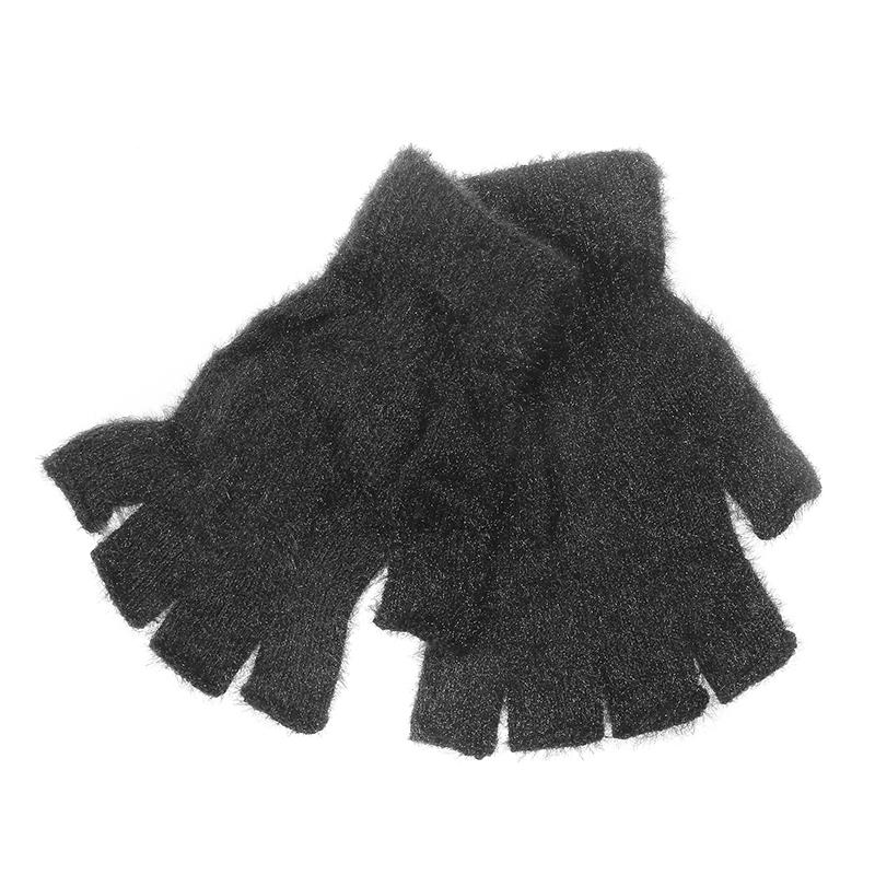 Winter Fingerless Gloves for Women Men Thermal Mink Fur Touchscreen Half Finger Gloves for Cold Weather