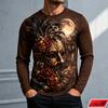Long Sleeve T Shirt Men Vintage Mask Dark Rose 3d Print Feather Moonlight Graphic Tee Festival Party Streetwear Casual Goth Tops