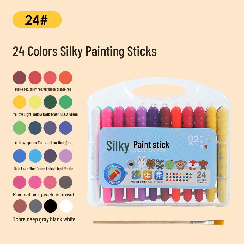 Vivid Twistable Water-Soluble Oil Pastels for Kids - Washable Crayon Brush Set with Brilliant Colors