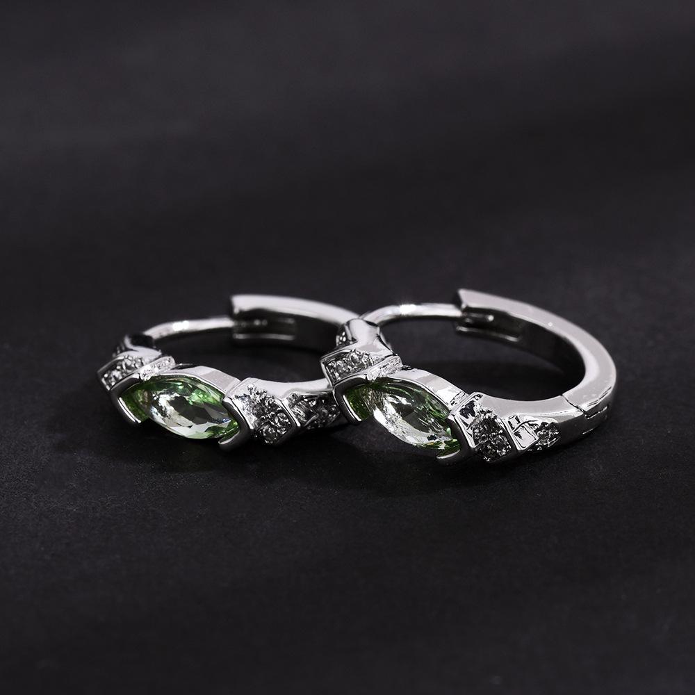 Hip-Hop Lake Water Green Horse Eye Horus Earrings Light Luxury Fashion Men'S And Women'S Zircon Earrings Trend Street Ear Clips