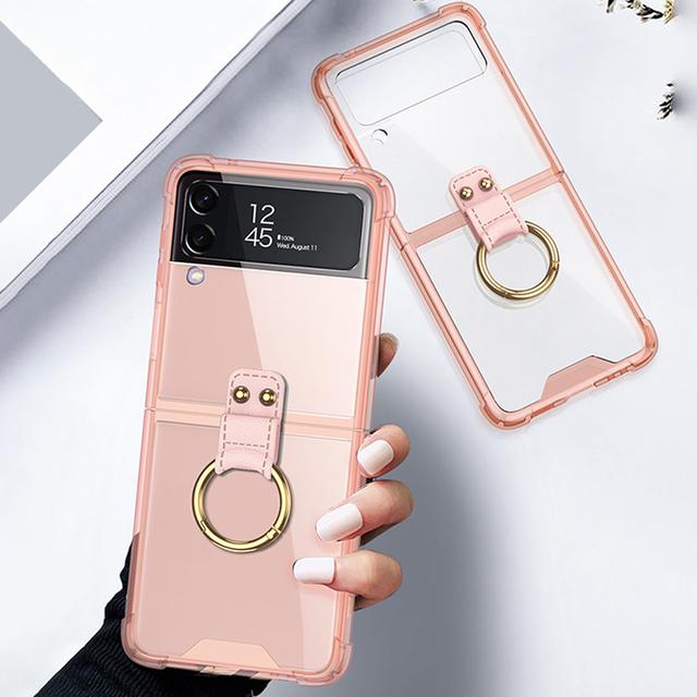 Z Flip 4 Case With Pen For Samsung Galaxy Z Flip 4 3 Flip3 Flip4 5g Case Capacitance Pen Slot Plating Transparent Stand Cover