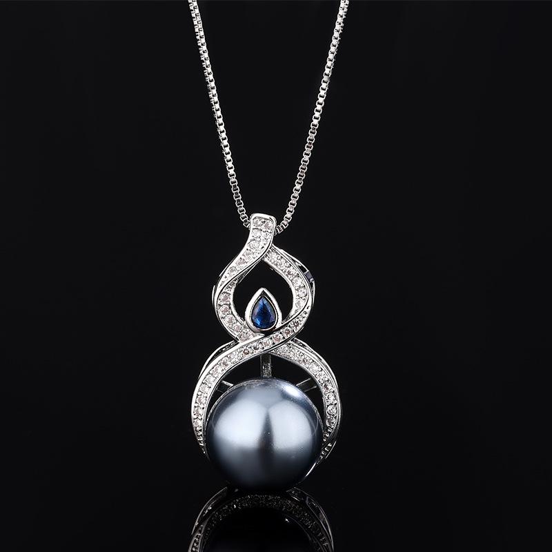 

Jewelry Copper Bottom Gold-Plated Inlay Simulation Corundum Version Creative Gourd Pearl Pendant Necklace 14Mm