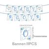 Baby Christening Party Set: Disposable Plates, Napkins, Tablecloth, and Banners