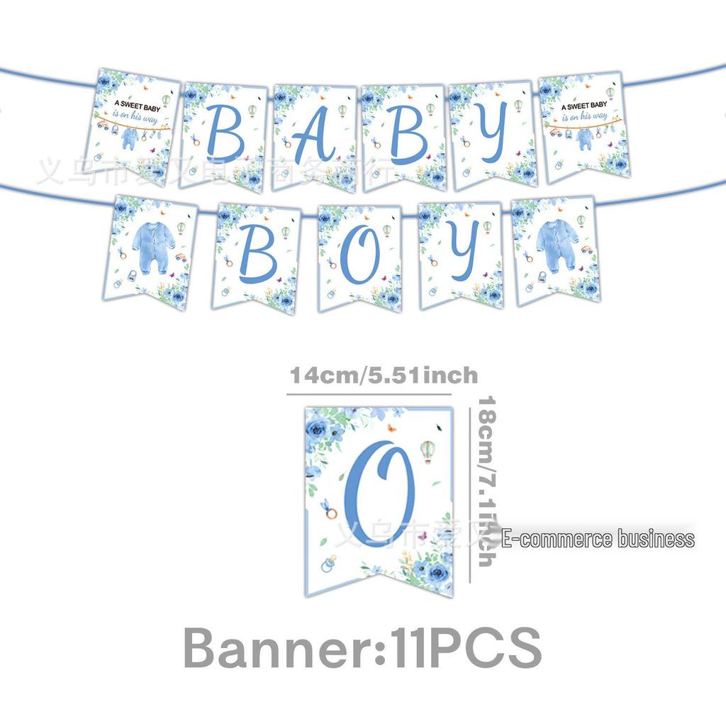 Baby Christening Party Set: Disposable Plates, Napkins, Tablecloth, and Banners