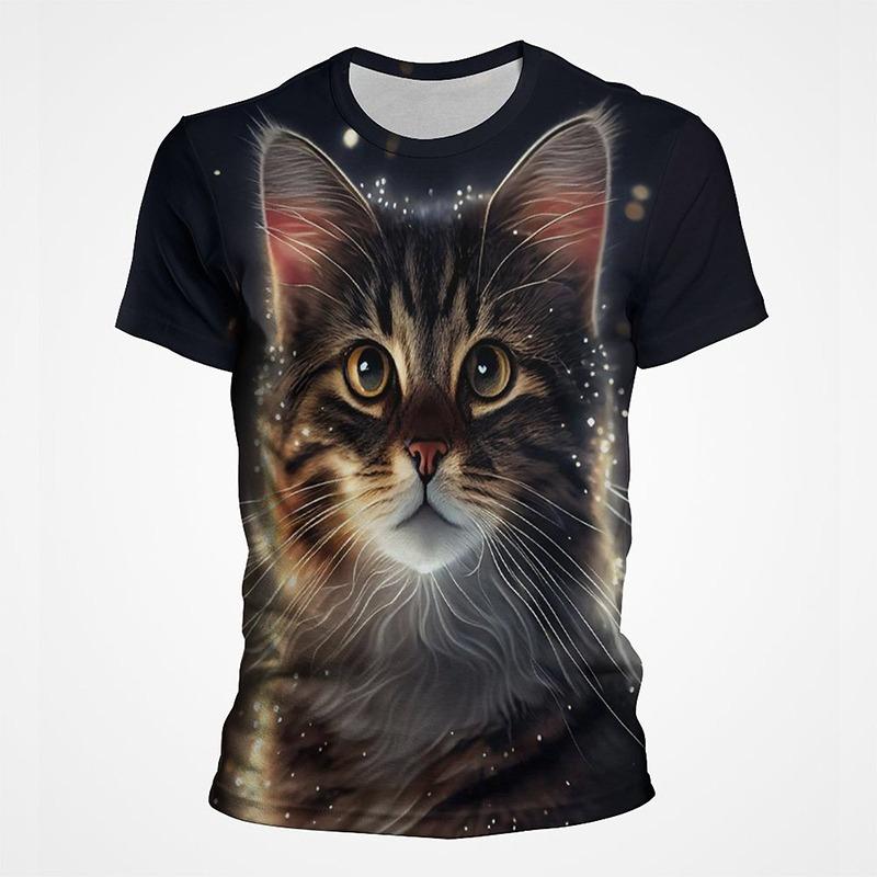 3d Print Colorful Funny Cat Animal Graphic T Shirts Men Summer Short Sleeve Mens Tee Tops Fashion Casual Plus Size Streetwear