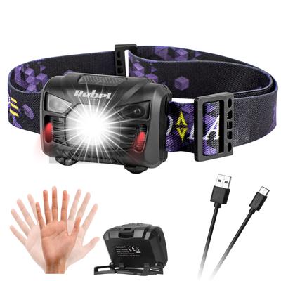 Rebel 3W LED Rechargeable Headlamp with Motion Sensor and USB Charging