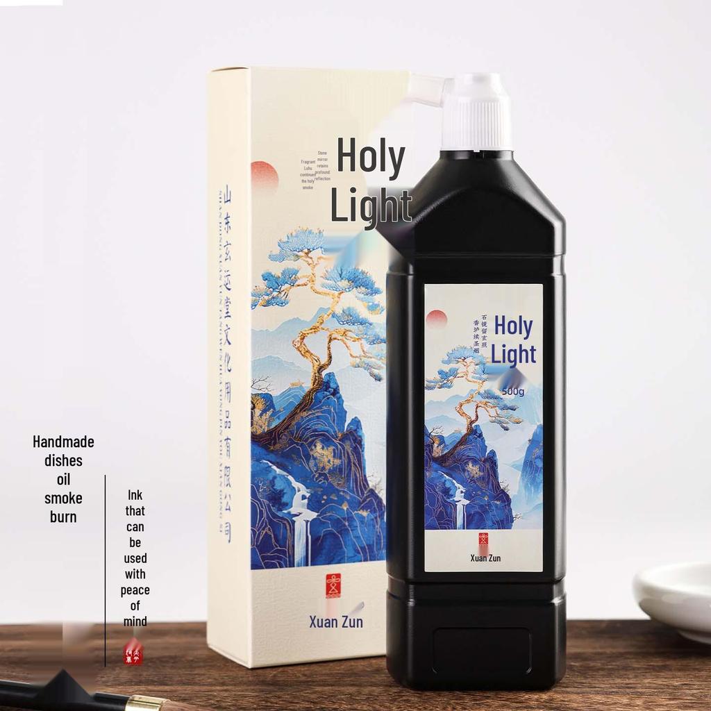 Red Flower Holy Smoke Calligraphy Ink, Special Practice Brush Ink for Chinese Painting, Large Bottle