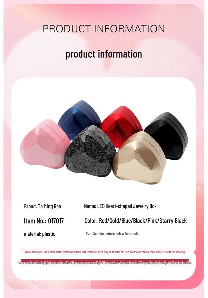 Heart-Shaped Piano Lacquer LED Jewelry Box for Rings and Pendants