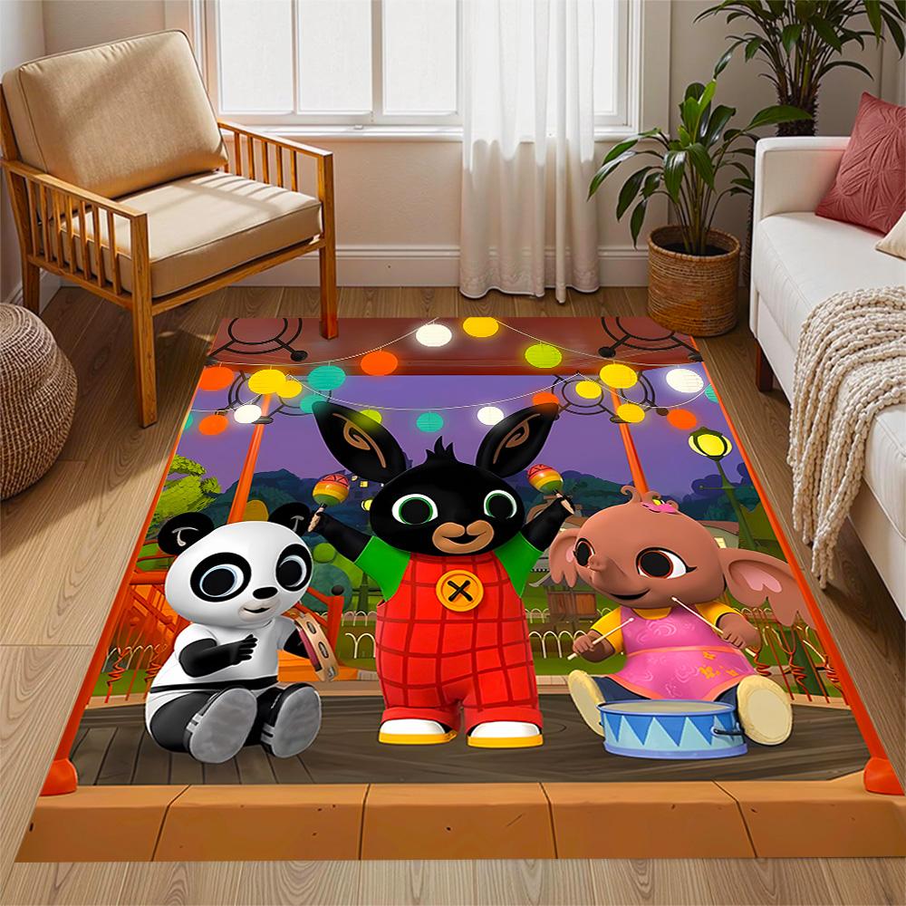 Bing And Friends In Garden Themed Anti-Slip Rugs - Polyester Home Decor, Suitable for Bedrooms, Living Rooms, Doorways, Studios, and Decorations
