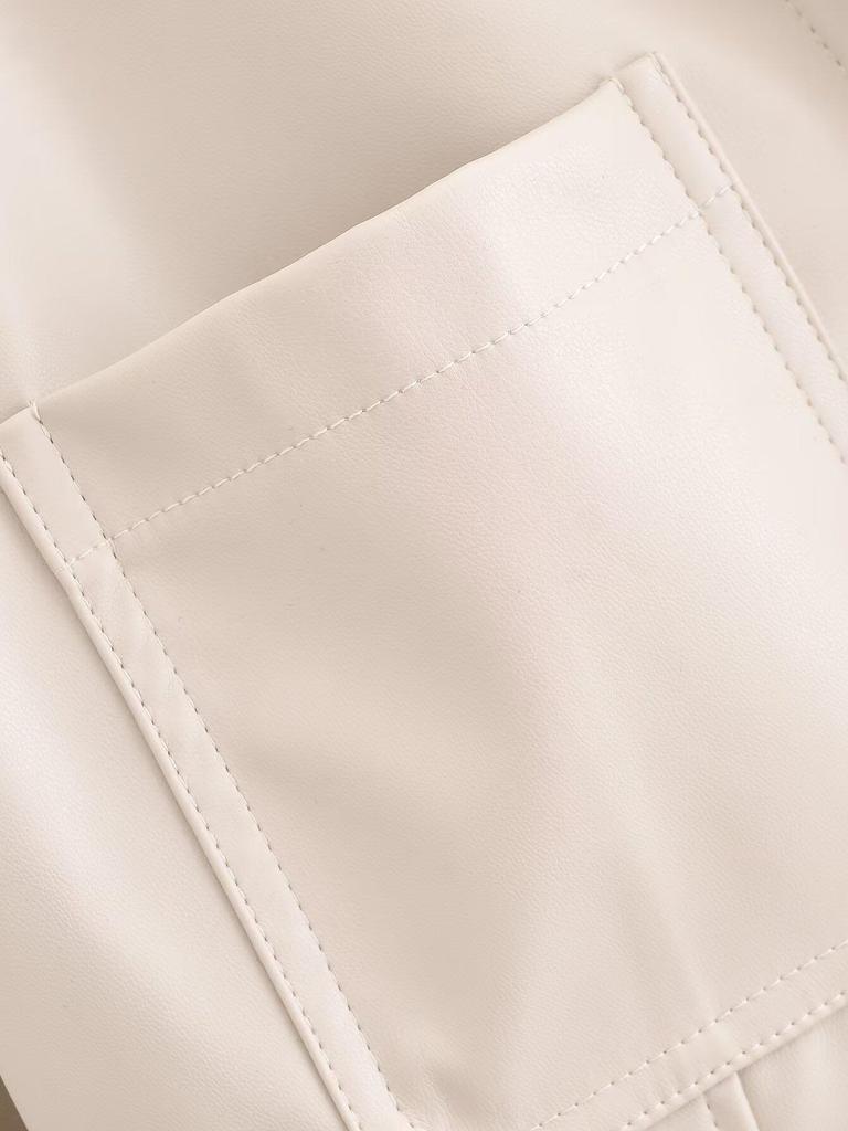 2024 Women's European & American Style Slim Fit Faux Leather Shirt