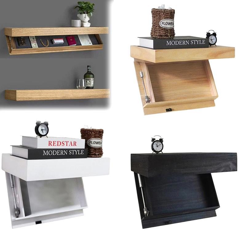 Magic Flap Wall Shelf With Hidden Secret Compartment Concealed Floating Shelf Wall-Mounted Storage Rack Hidden Compartment