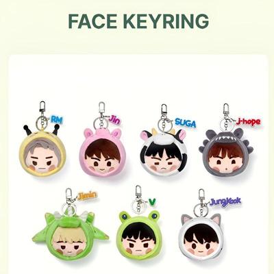 BTS Face Keyring Official Character Plush Keychain