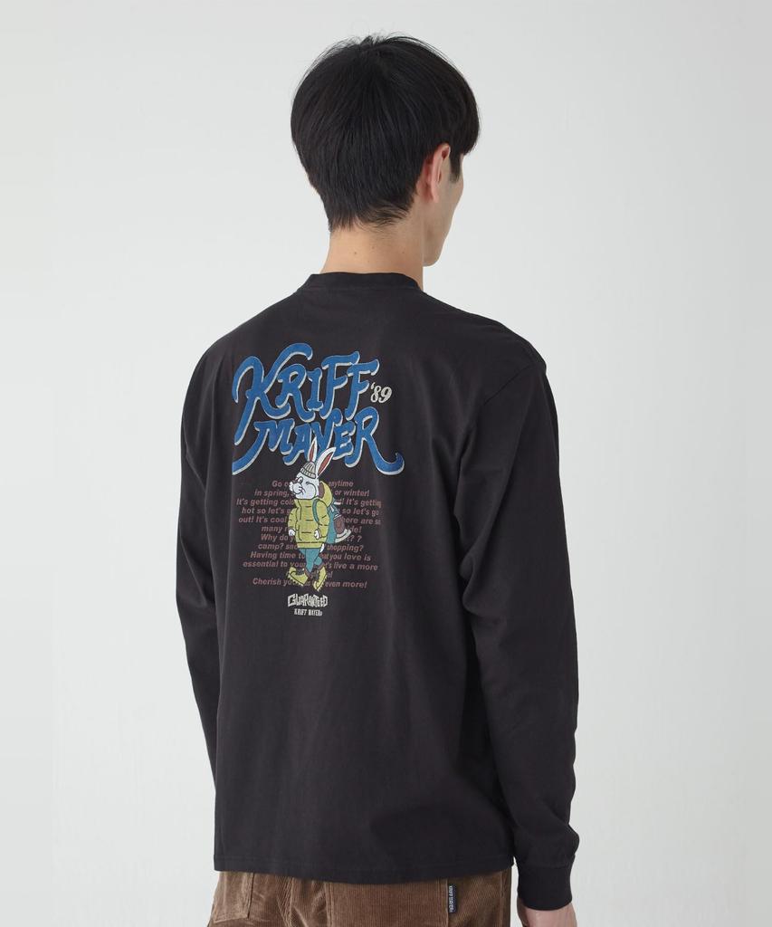 Cliff Králík Potisk na zádech Dlouhý rukáv pro Černé [Cliff Mayer] Pánské Tričko, Střední,