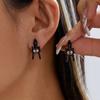 Novelty Halloween Earrings in Stud Style, Glossy Enamel Look with Gold-Tone Trim, Alloy Pair for Costume Styling