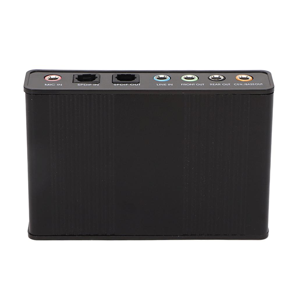 USB Sound Card 6 Channel 48kHz Sampling Rate Analog Play Recording External Sound Card for PC Laptop Computer Black