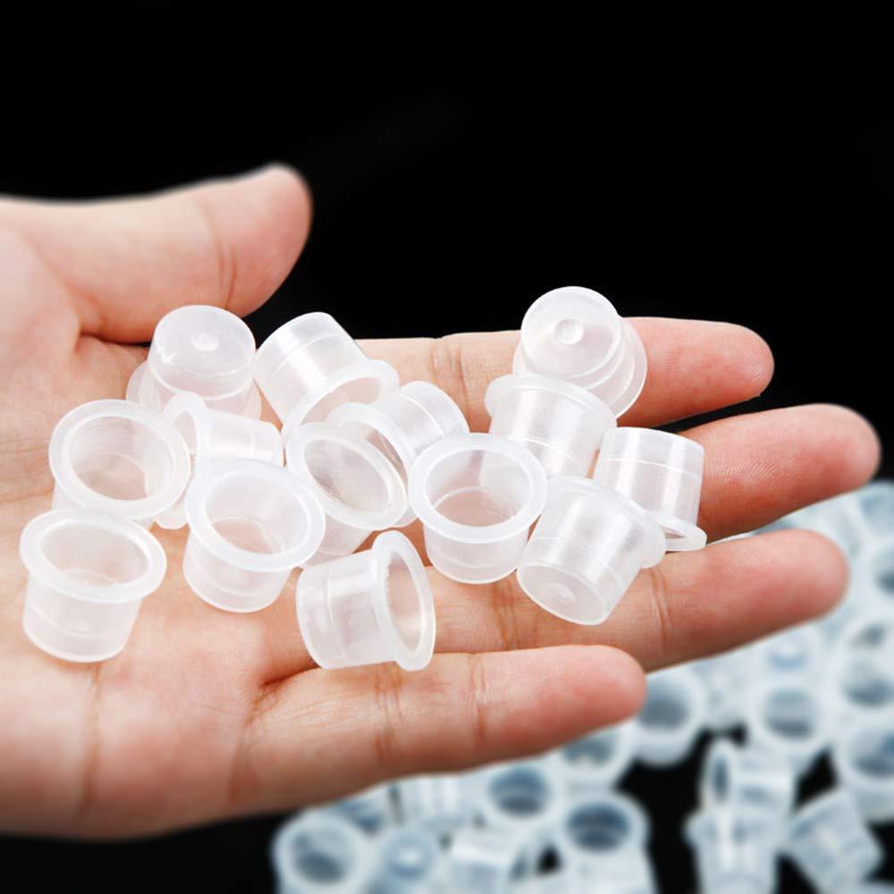 DM 100PCS Disposable Tattoo Ink Cups Plastic Pigment Clear Holder Container Caps Tattoo Permanent Makeup Microblading Supply