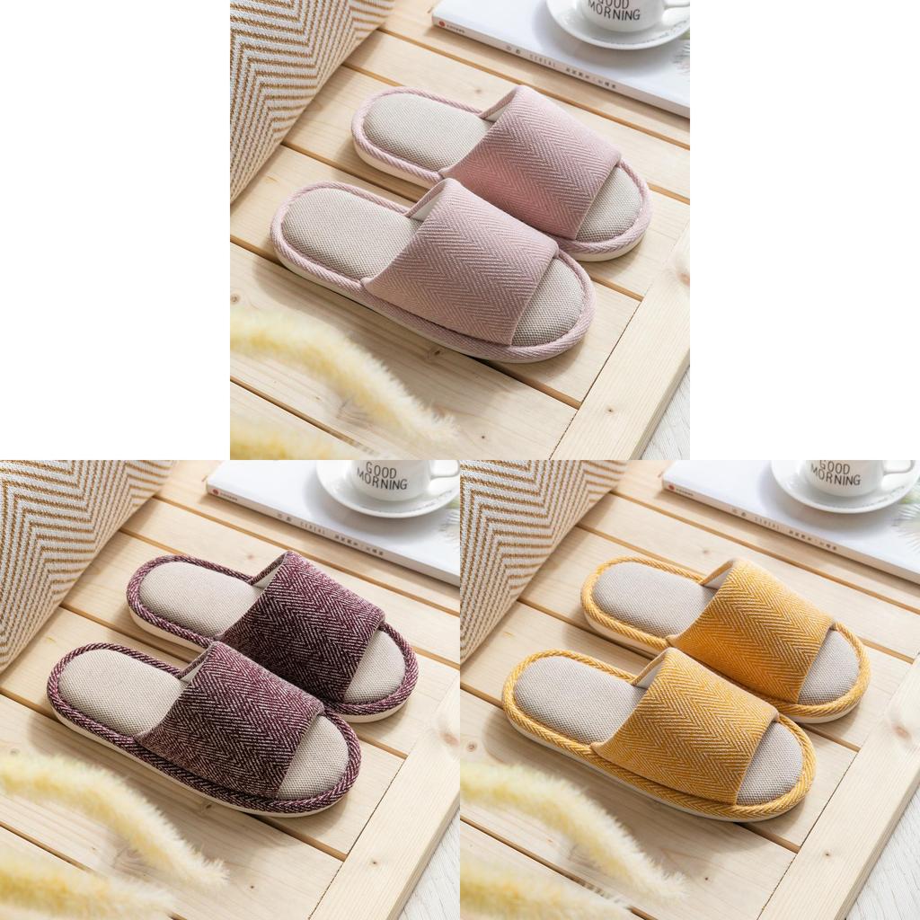 Women Men Linen Summer Indoor Slippers With Nonslip Sole And Cushioned Comfort For Home Use
