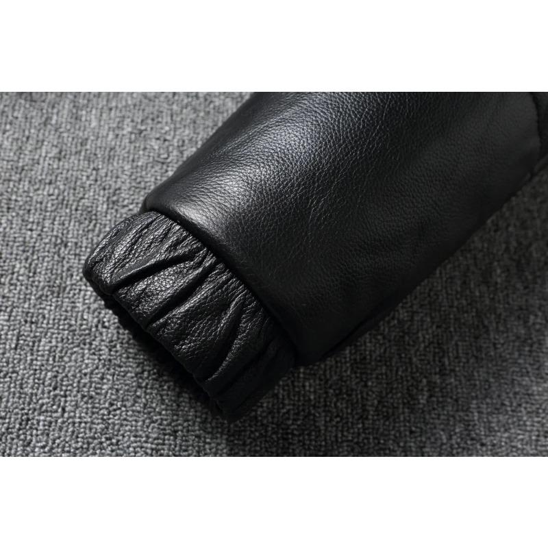 Chinese Size Raglan Sleeve Thick Men Leather Jacket Hood Warm Duch Down Coat Winter Jackets Genuine Cow Leather Coats Mens Clothing