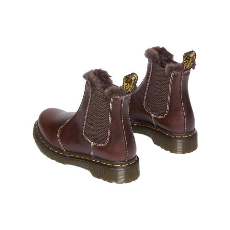 Dr. Martens 2976 Leonore Faux Fur Lined Chelsea Boots 'Dark Brown' Unisex 30954201
