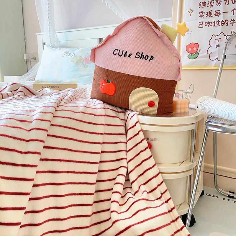 Cute Dopamine Little House Pillow For Office Nap Pillow And Blanket Two In One