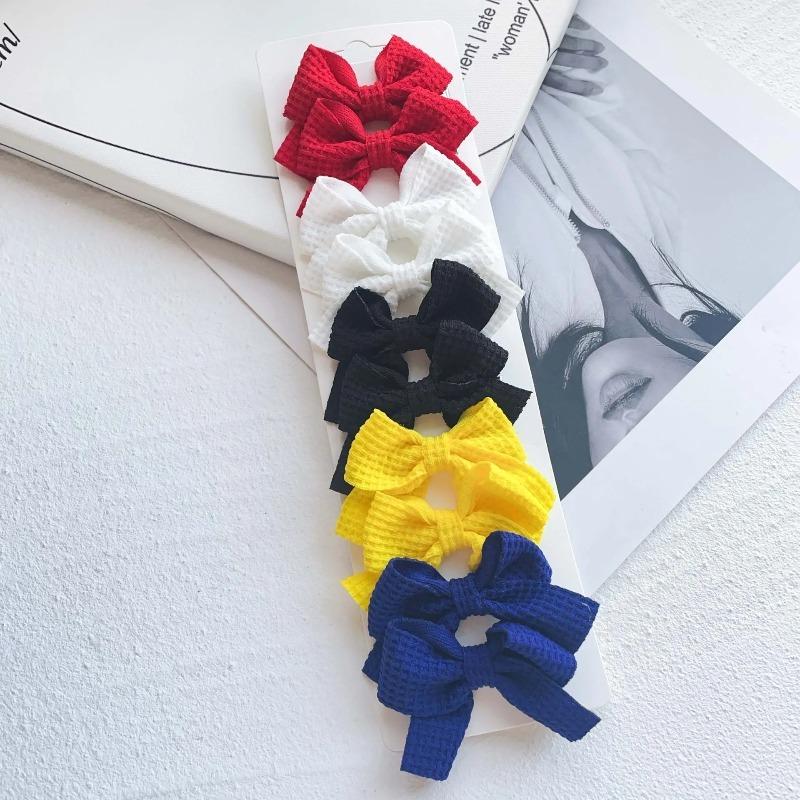 6/10Pcs Sweet Cute Solid Ribbon Bowknot Hair Clips for Baby Girls Handmade Bows Hairpins Barrettes Headwear Kids Hair Accessories