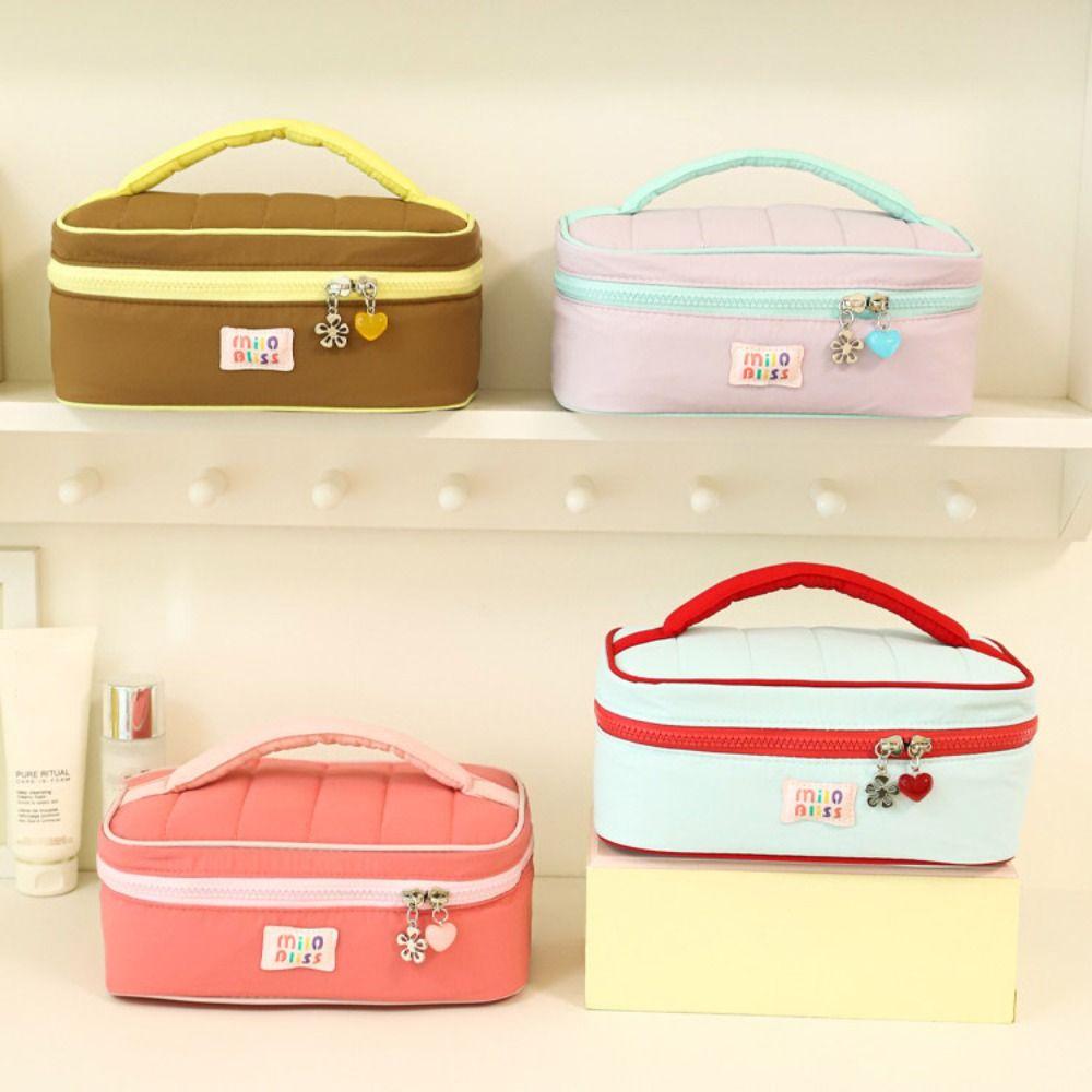Macaron Color Fresh Makeup Bags Handbag Toiletries Bag Contrast Color Cosmetic Bag  Student