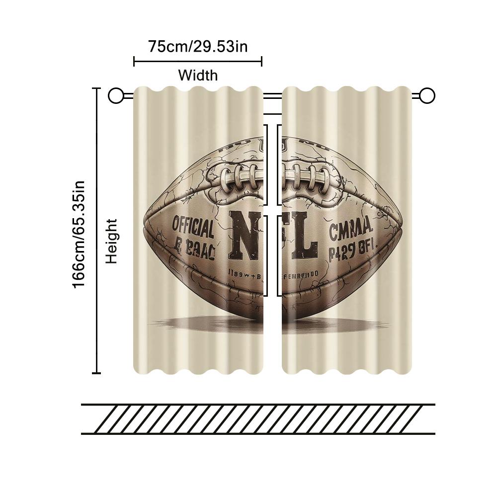 2 Pcs, Filtering Curtains (excluding Rods, Non-movable, Without Batteries) American Football1backgroundsuitable for Use In