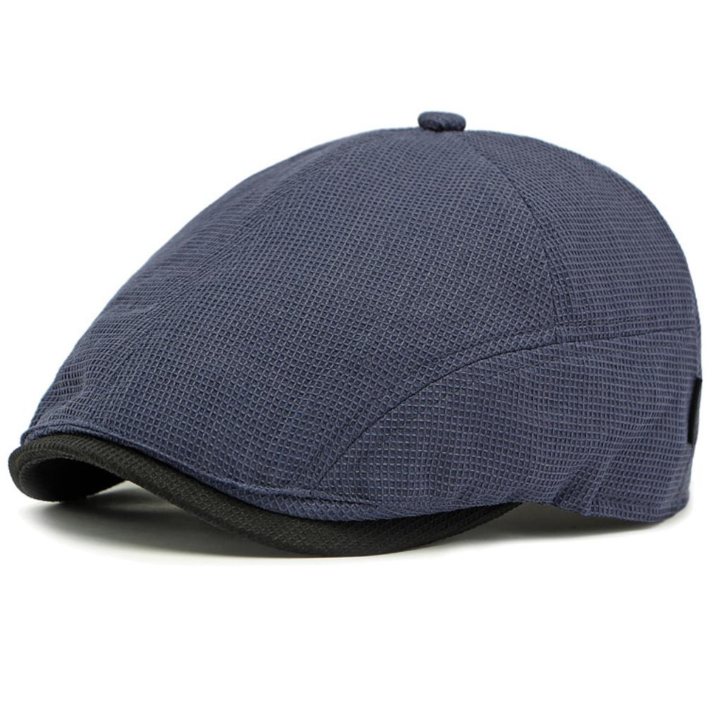 

HT4741 Beret Cap Breathable Spring Summer Cap for Men Women 6 Panels Artist Painter Beret Hat Adjustable Ivy Flat Cap Mens Beret 55-59cm Adjustable темно-синього кольору