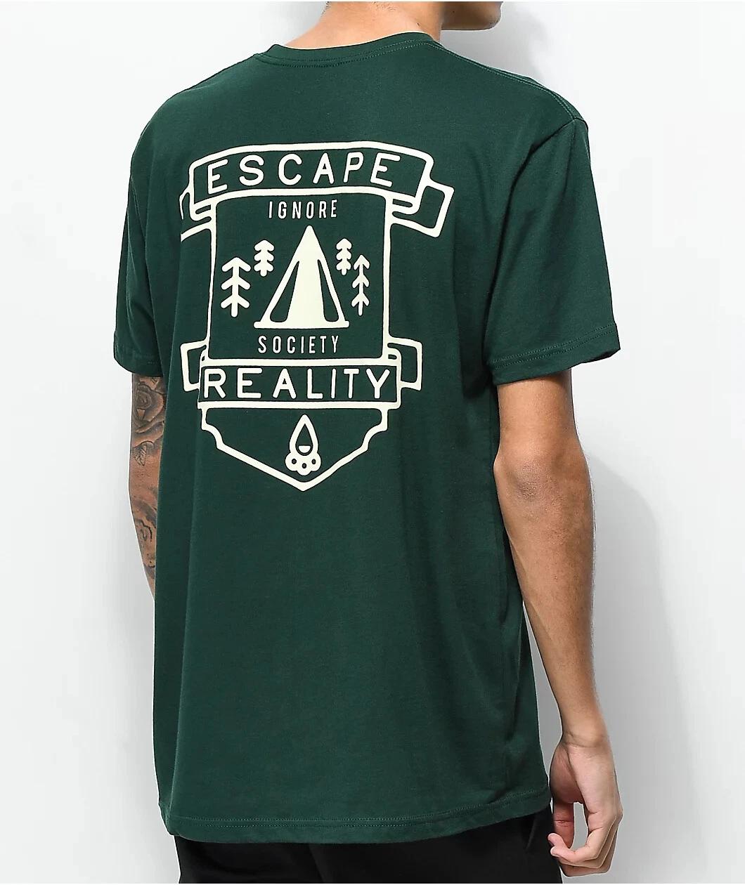 

Dravus Mens Ignore Society Escape Reality Green T-Shirt New S-2XL M