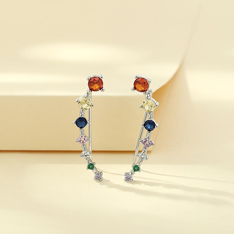 

Красочные циркониевые серьги-клипсы пирсинг одиночная серьга для женщин модные ювелирные изделия аксессуары разноцветный