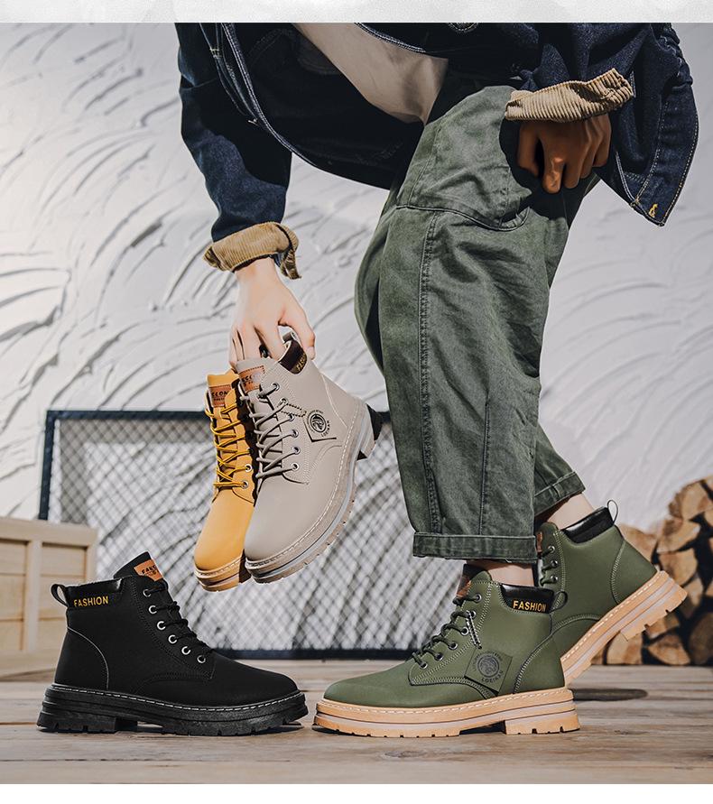 2026 Summer Men's Plus Size Martin Boots - British Style Trendy Leather High-Top Work Boots