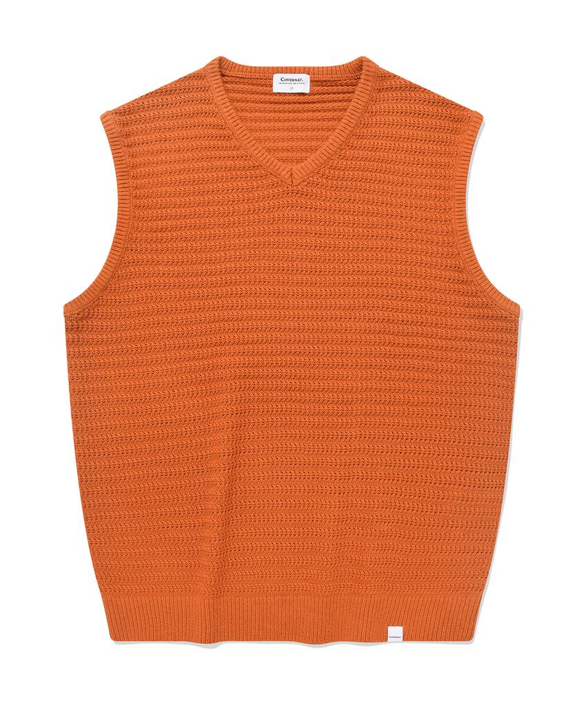 Covernat V-Neck Knit Vest Orange