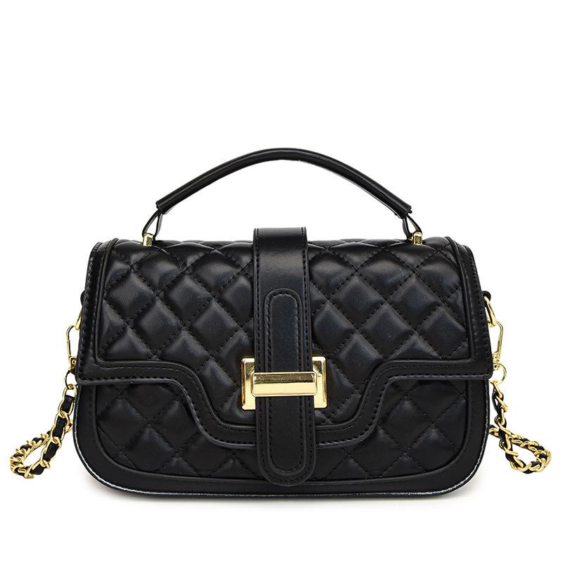 Light luxury texture rhombus portable small square bag women's fashion popular simple shoulder bag versatile chain messenger bag