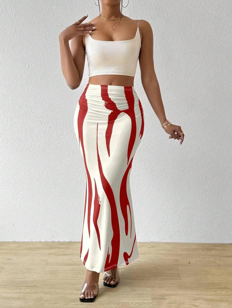 Women's Zebra Print High Waist Bodycon Fishtail Midi Skirt - European & American Fashion 2025